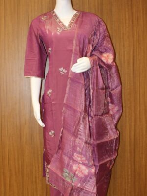 Dark Onion Pink Tissue Salwar Set