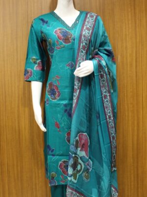 Teal Green Semi Tussar Salwar Set