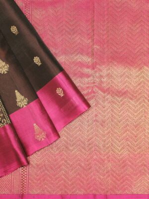 Dark Coffee Brown Pavithram Soft Silk Saree