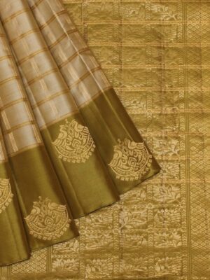 Butter Cream Dual Shades Pavithram Silk Saree