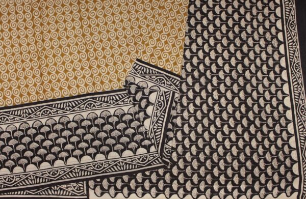 Golden Yellow Bagru Mulmul Cotton Saree