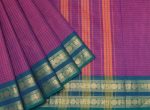 Kanchi Chettinad Cotton Saree In Dark Purple With Rudraksha And Peacock Motifs