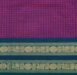 Kanchi Chettinad Cotton Saree In Dark Purple With Rudraksha And Peacock Motifs