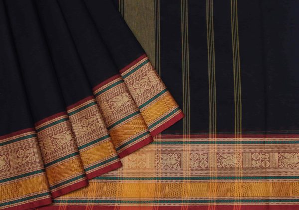 Black Kanchi Chettinad Cotton Saree