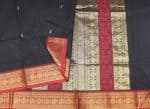 Kanchi Chettinad Cotton Saree In Black With Contrast Border