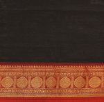 Kanchi Chettinad Cotton Saree In Black With Contrast Border