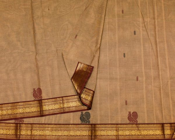 Kanchi Chettinad Cotton Saree Light Brown