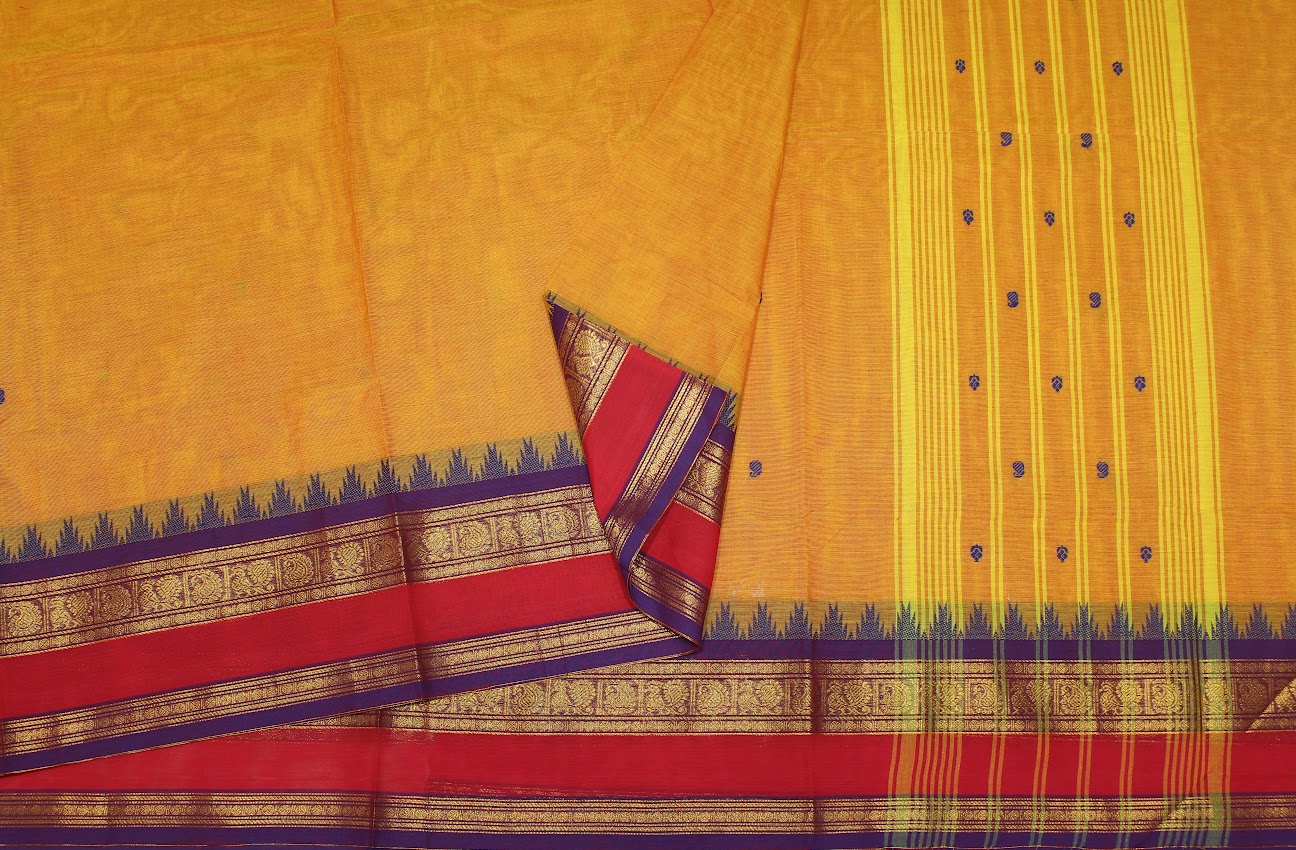 Chettinad Kanchi Cotton In Retta Pet Border With Mango Mofits