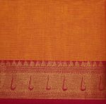 Chettinad Kanchi Cotton In Orange With Gold Zari
