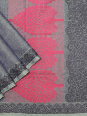 Dual Tone Peacock Embossed Kovai Cotton Saree