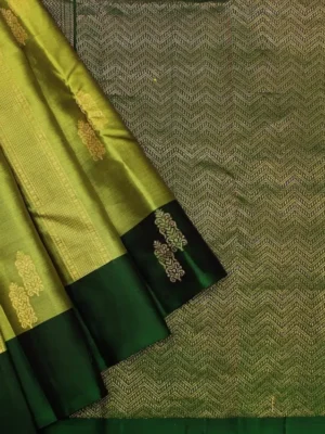Pavithram Soft Silk Saree In Forest Green With Dual Shades