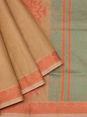 Beige Cream In Embossed Kovai Cotton Saree