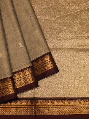 Kanchi Chettinad Cotton Saree In Grey
