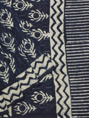 Mulmul Cotton Saree In Tealish Blue