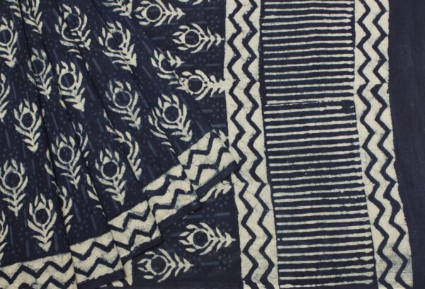 Mulmul Cotton Saree In Tealish Blue