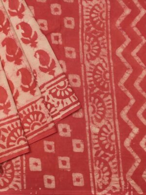 Mulmul Cotton Saree In BrownishPink With Mango Motifs