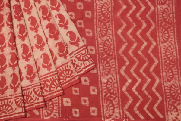 Mulmul Cotton Saree In BrownishPink With Mango Motifs
