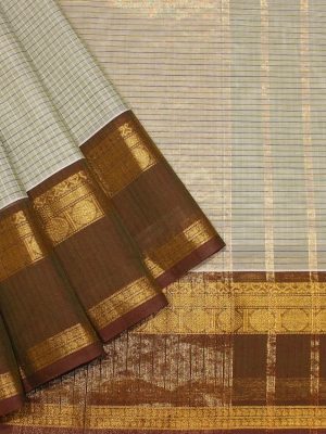 Kanchi Chettinad In Off White With Checks Pattern