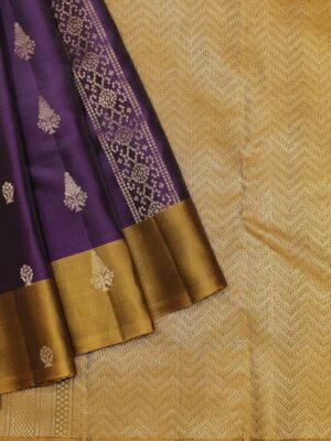 Pavithram Soft Silk Saree In Deep Violet With Floral Motifs