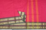 Kanchi Chettinad Saree In Rani Pink With Contrast Border