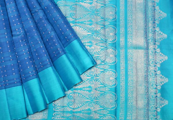 Pavithram Soft Silk Saree In Fun Blue With Copper Zari