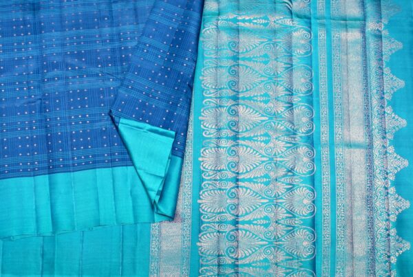 Pavithram Soft Silk Saree In Fun Blue With Copper Zari