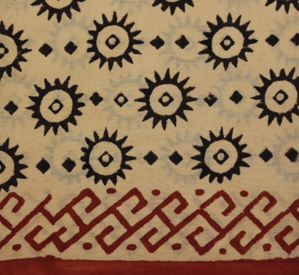 Beige Cream Bagru Mulmul Saree