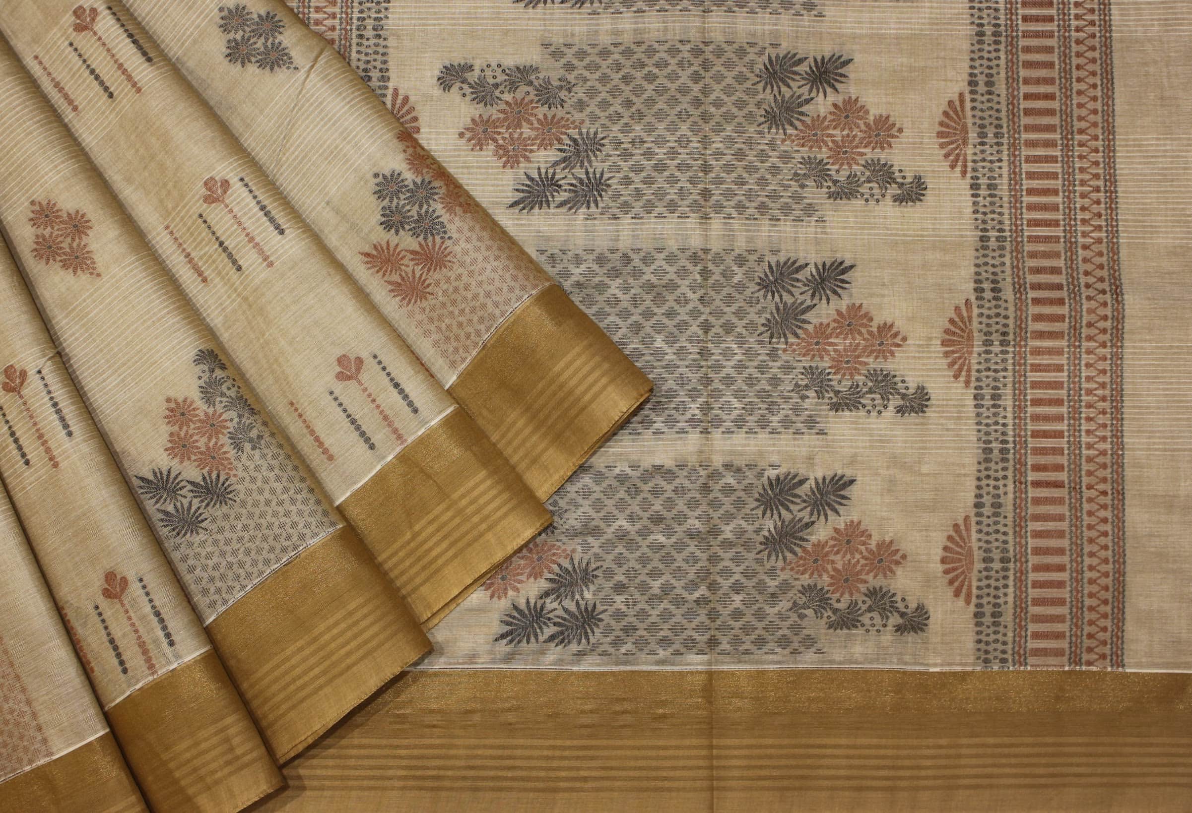 Beige Handloom Kovai Cotton Saree