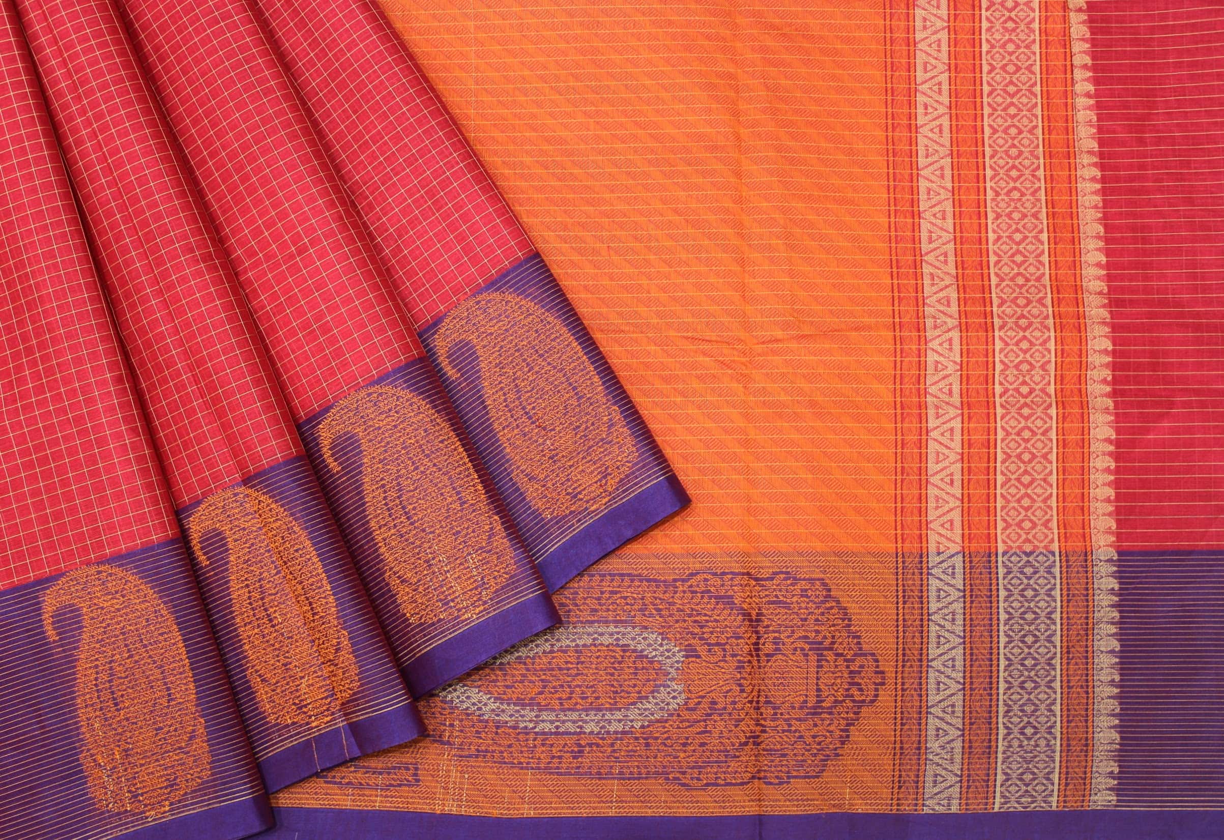 Reddish Pink Kovai Cotton Saree