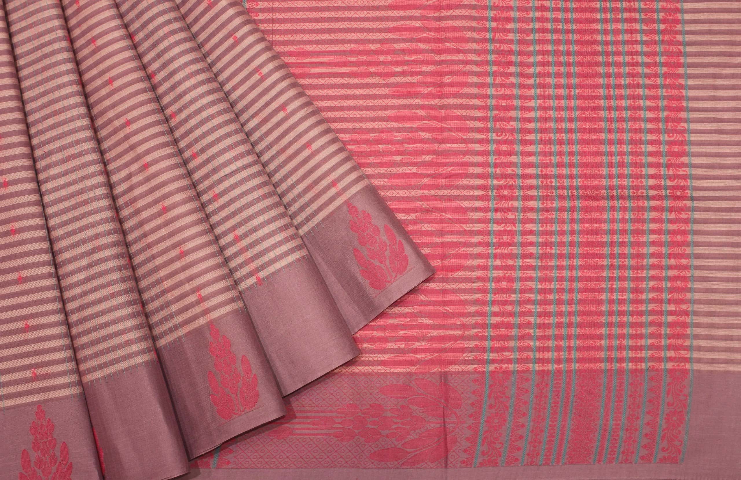 Mauve Handloom Kovai Cotton Saree
