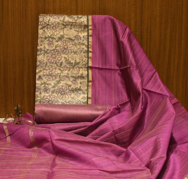 Lavender Pink Chanderi Cotton Salwar Material with Floral Prints