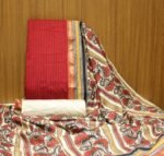 Maroon Chanderi Cotton Salwar Material with Floral Dupatta