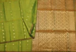 Lime Green Soft Silk Saree with Checks