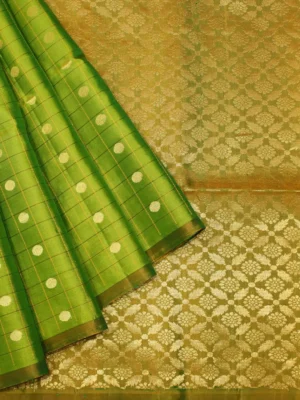 Lime Green Soft Silk Saree with Checks
