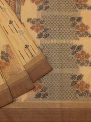 Beige Kovai Cotton Saree Handloom