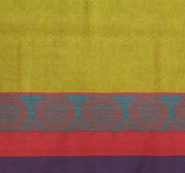 Handloom Pure Kovai Cotton Saree In Light Green With Peacock Thread Work