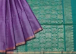 Soft Silk Saree In Dark Lavender With Golden Tissue Border