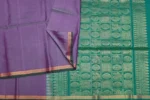 Soft Silk Saree In Dark Lavender With Golden Tissue Border