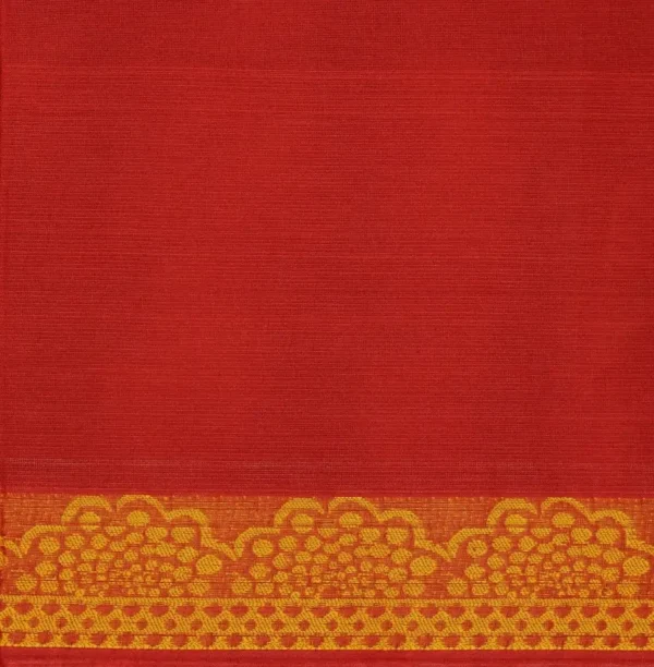 Pure Kovai Cotton Saree In Dark Pastel Red With Mango Motifs