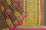 Pure Kovai Cotton Saree In Green Dual Shade With Checks