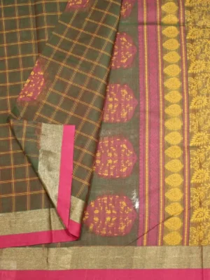 Green dual shade pure Kovai cotton saree In Cone Fleat