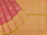Soft Silk Sarees In Pastel Red With Leaf Motifs