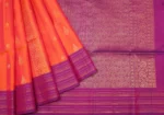Soft Silk Saree In Rust Orange With Geometric Patterns
