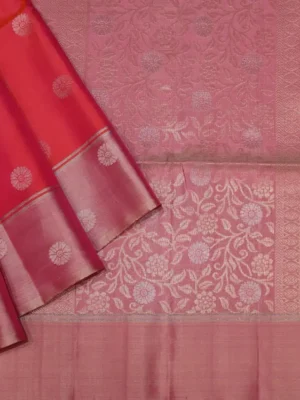 Pure Soft Silk Saree In Dual Pinkish With Orange Shade