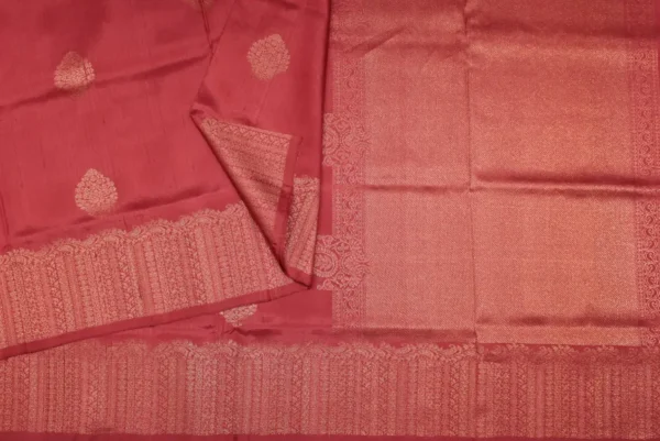 Soft Silk saree In Pale Carmine With Floral Zari