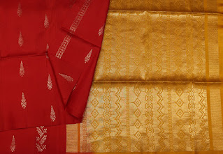 Soft Silk Saree In Dark Red With Vertical Patterns