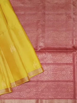 Soft Silk Saree In Turmeric Yellow With Trees Motifs