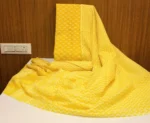 Unstitched Salwar Material In Lemon Yellow With Sanganeri Pattern