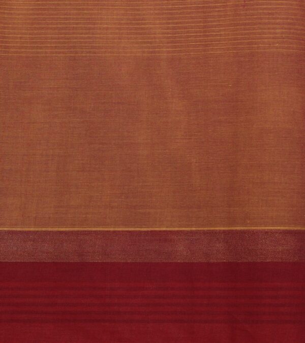 Pure Kovai Cotton Saree In Dual Brown With Horizontal Stripe Motifs