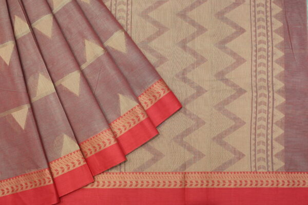 Mauve Kovai Cotton Saree Triangle Threadwork